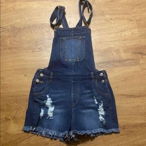 Denim overall Shorts
